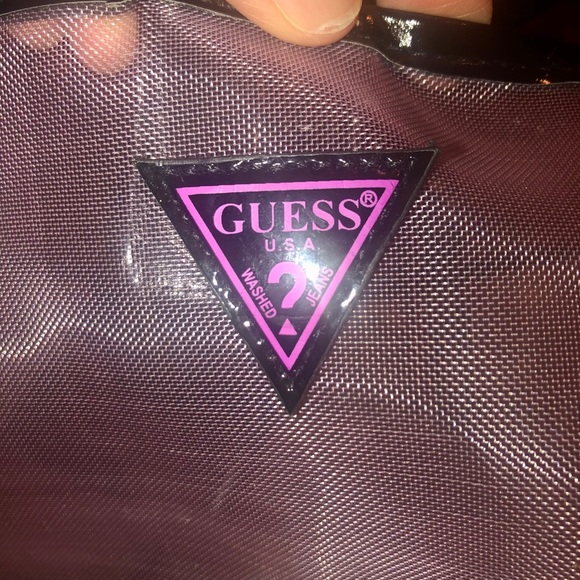 Vintage Guess Tote Pink Mesh & Black Patten Faux! - Picture 9 of 9